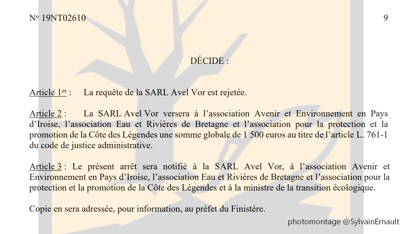 211105 - CAA Nantes affaire porcherie Avel Vor Landunvez décision