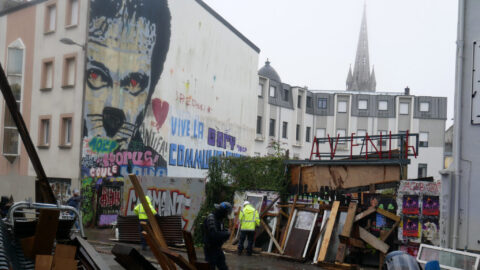 Opération policière contre la salle de l'Avenir place Guérin à Brest le 28 juillet 2023