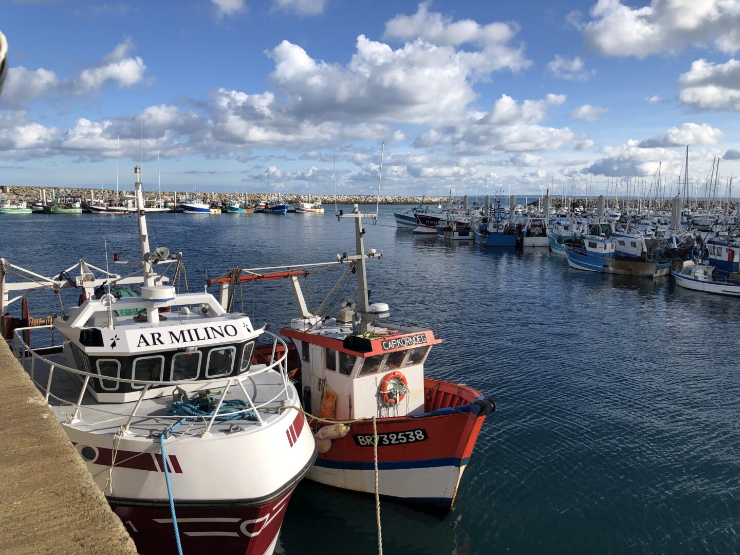 Bateaux de pêche dans le port de Saint-Quay-Portrieux, dans les Côtes-d'Armor, en février 2021. Crédits : « Splann ! »