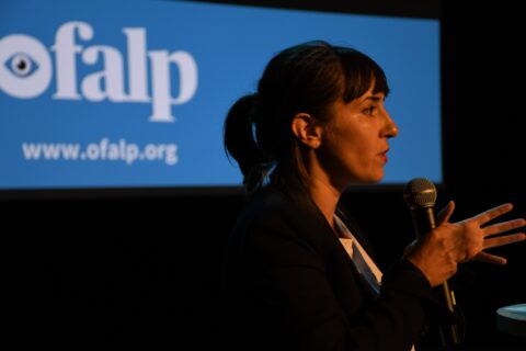 Arianne Lavrilleux, journalistee à Disclose, lors de la soirée de lancement de l'Ofalp, au théâtre de la Concorde, à Paris, le 9 octobre 2024.