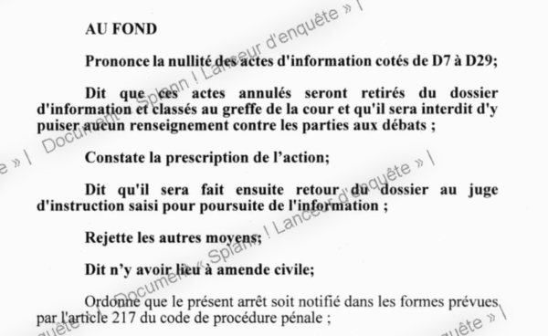Arrêt n°592 de la chambre de l'instruction de Rennes annulant la plainte en diffamation de Philippe Bizien contre « Splann ! »