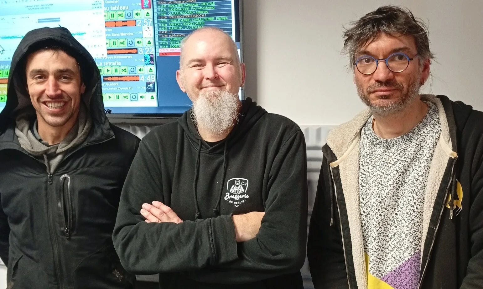 Pat Blabla du 18 décembre 2025 avec un membre de l’Assemblée RSA France Travail de Brest, l’animateur Patrice Salaün et le journaliste de « Splann ! » Kristen Falc’hon.