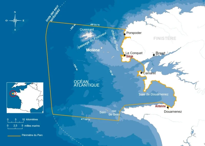 Le parc naturel marin d’Iroise couvre une superficie de 3.500 km².